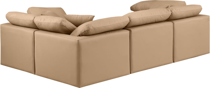 Indulge 105" Tan Vegan Leather Upholstered 4pc. Modular Sectional