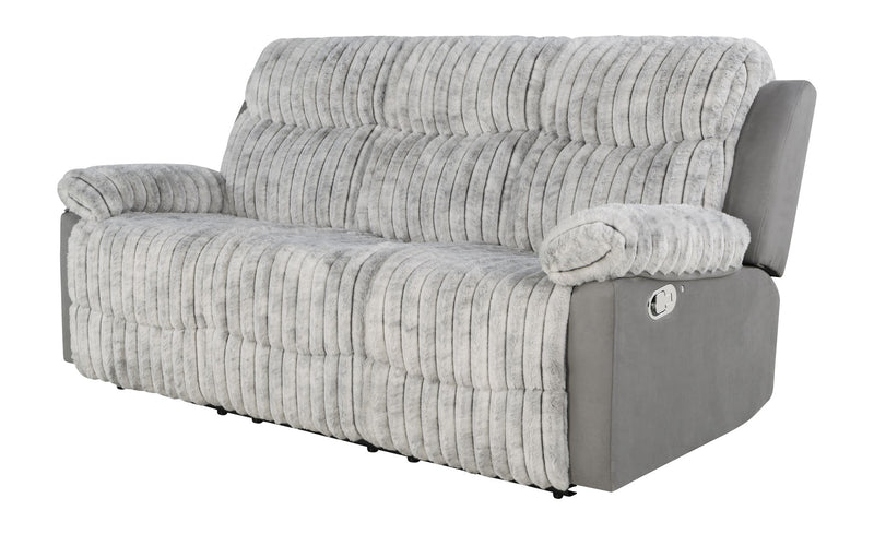 Plush - Reclining Sofa With Table And LED Belt - Gray