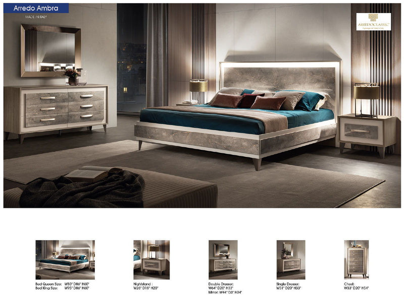 ArredoAmbra - Bed With Wooden Headboard