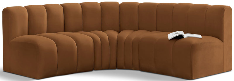 Arc 103" Saddle Velvet Upholstered 4pc. Modular Sectional