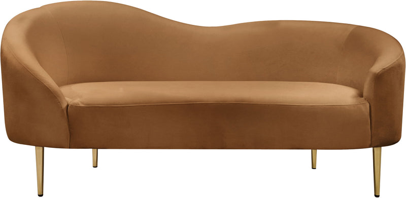 Ritz 67" Saddle Velvet Upholstered Loveseat