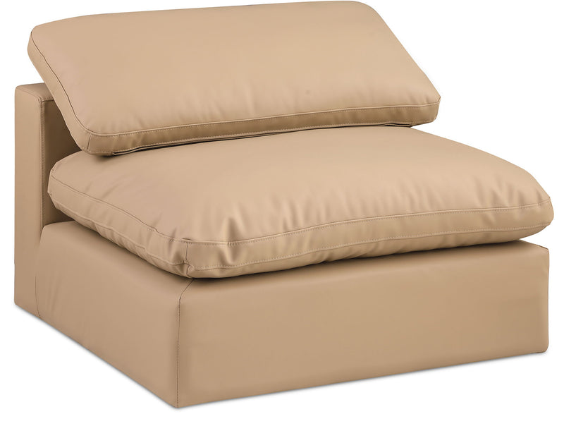 Comfy Tan Vegan Leather Upholstered Modular Armless Chair