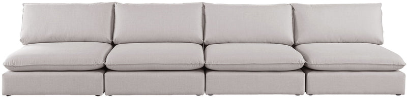 Mackenzie 160" Linen Textured Fabric Upholstered 4pc. Armless Modular Sofa