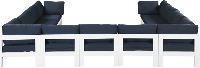 Nizuc - Outdoor Patio 11 Piece Modular Sectional With White Frame