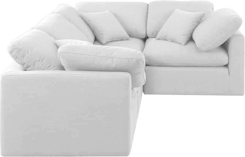 Indulge 105" White Linen Textured Fabric Upholstered 4pc. Modular Sectional