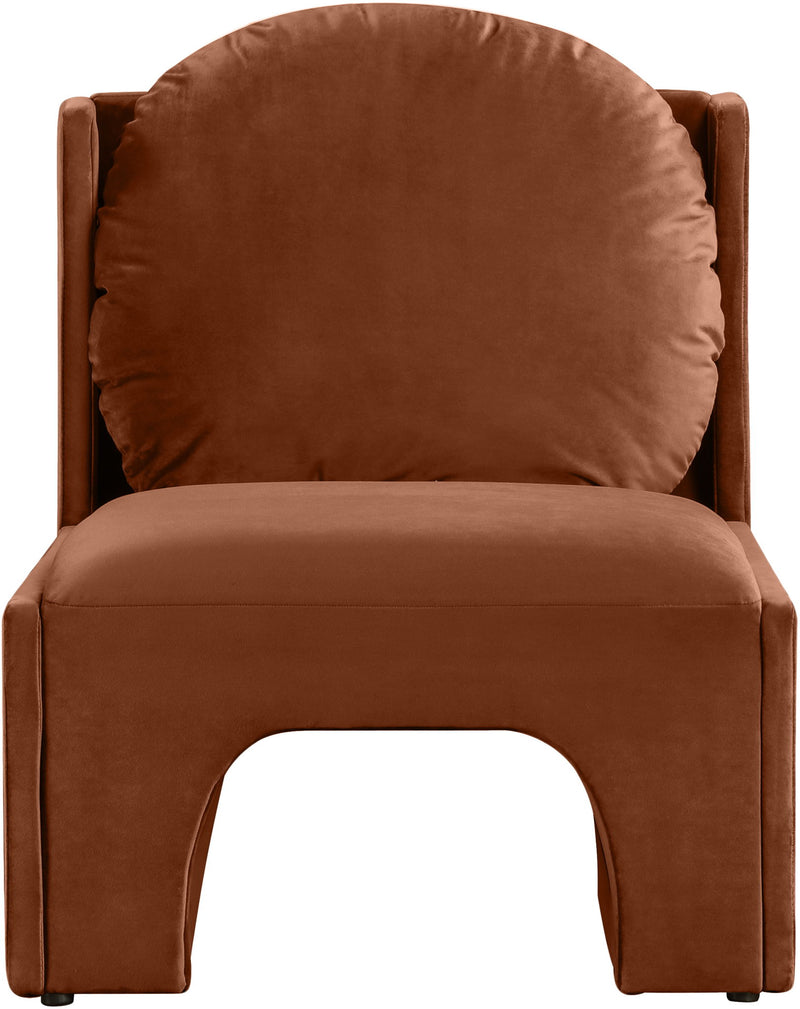 Sigma Cognac Velvet Upholstered Accent Chair