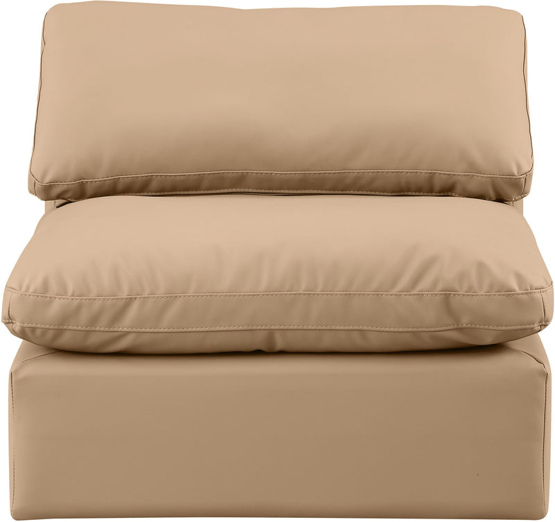 Indulge Tan Vegan Leather Upholstered Modular Armless Chair