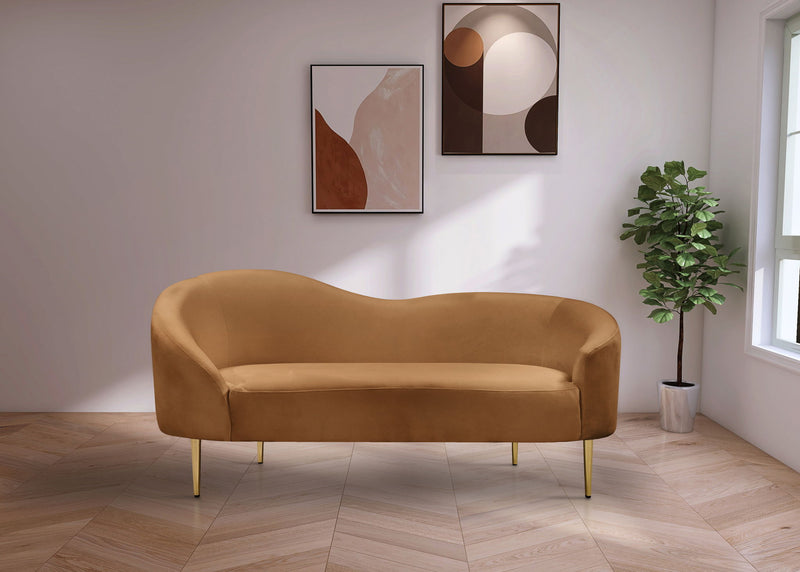 Ritz 67" Saddle Velvet Upholstered Loveseat