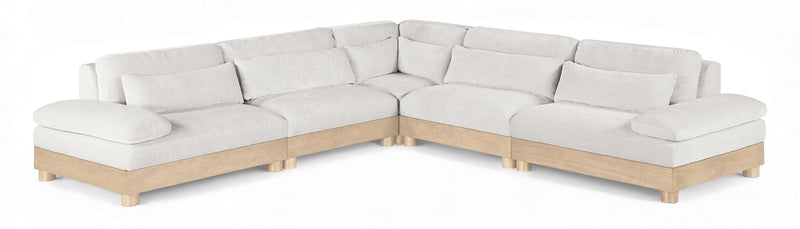 Turin - Chenille Fabric Upholstered Modular Sectional - White