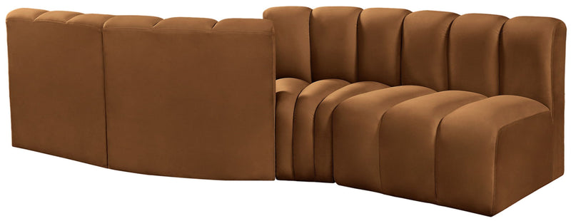 Arc 108" Saddle Velvet Upholstered 4pc. Modular Sectional