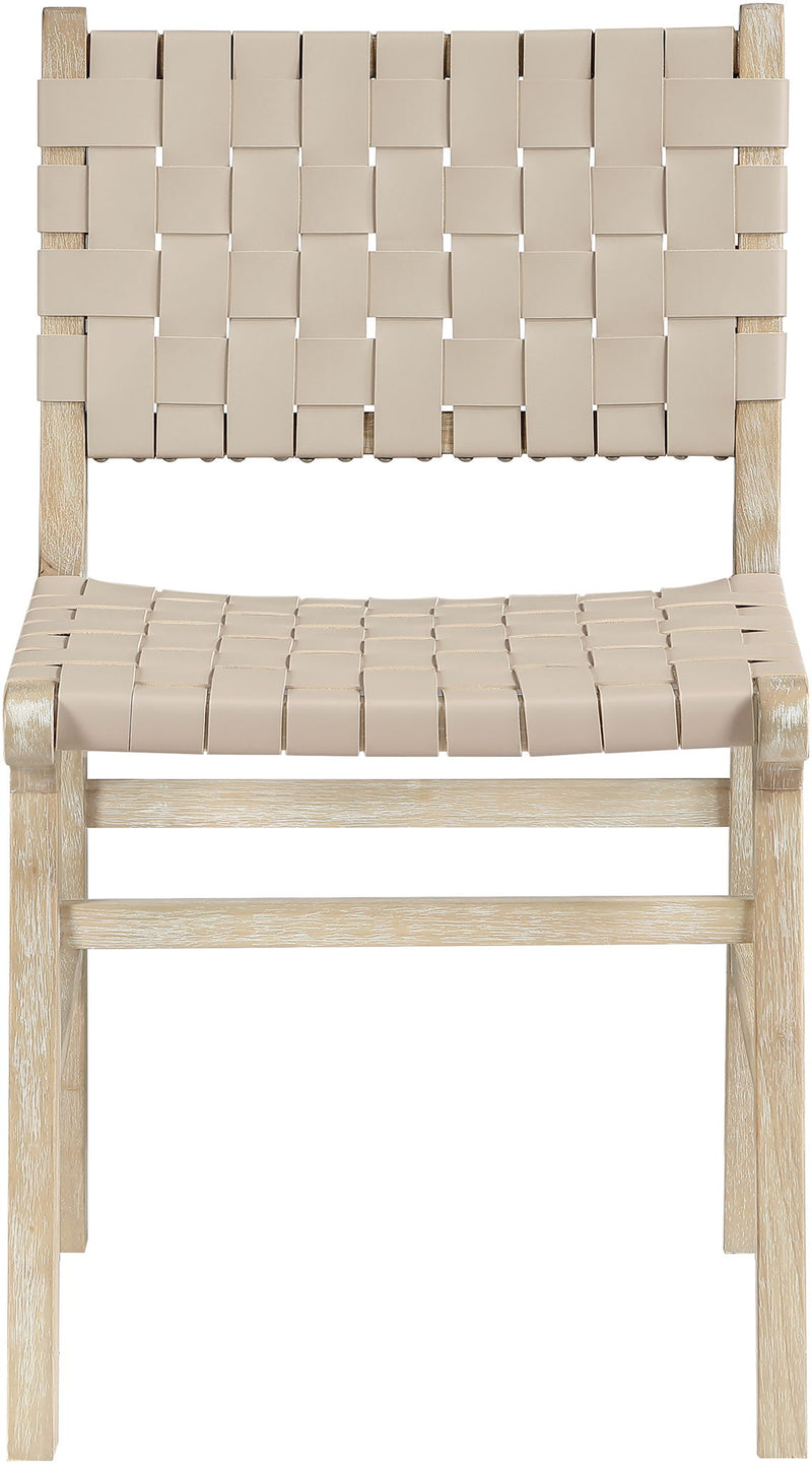 Entwine - Vegan Leather Upholstered Dining Chair - Painted Natural