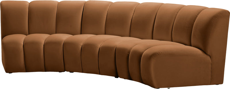 Infinity 119" Saddle Velvet Upholstered 3pc. Modular Sectional