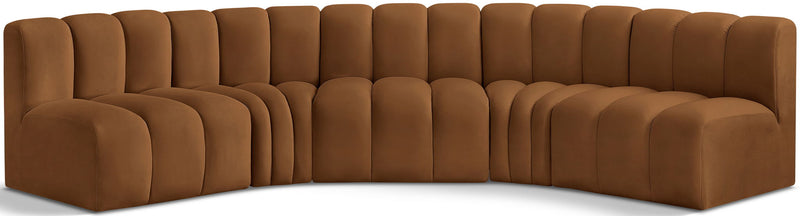 Arc 133" Saddle Velvet Upholstered 5pc. Modular Sectional