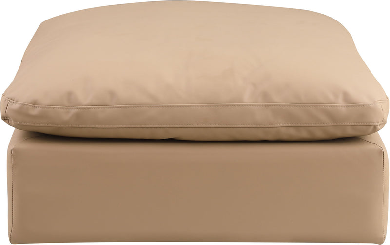 Comfy Tan Vegan Leather Upholstered Modular Ottoman