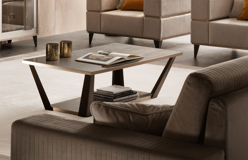 ArredoAmbra - Coffee Table - Beige / Dark Brown
