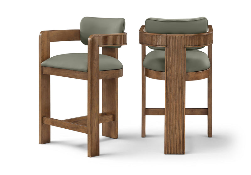 Sacha - Vegan Leather Upholstered Counter Stool With Brown Base