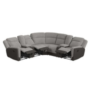 Beige sectional sofa with recliners and console