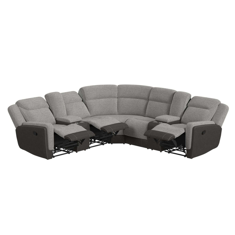 Beige sectional sofa with recliners and console