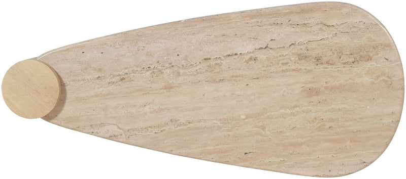 Taverna Natural Travertine Top And Oak Wood Base Coffee Table