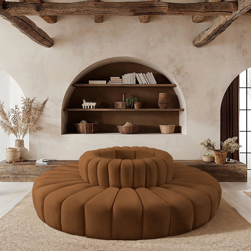 Arc 90" Saddle Velvet Upholstered 8pc. Modular Sectional