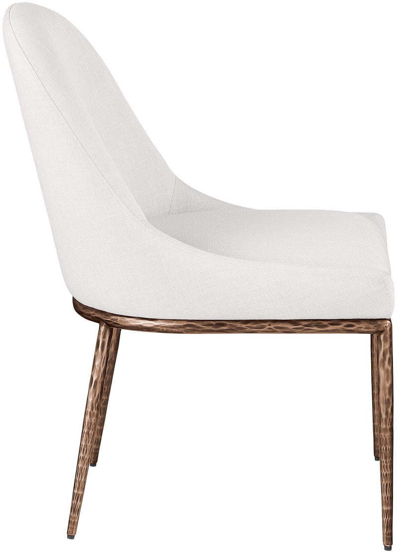Ferro Cream Linen Textured Performance Fabric Upholstered Dining Side Chair