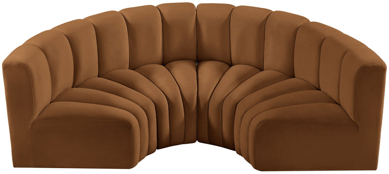 Arc 88" Saddle Velvet Upholstered 4pc. Modular Sectional
