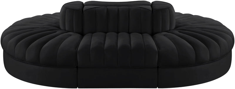 Rummi - Oval Velvet Performance Fabric Upholstered 6 Piece Modular Sectional