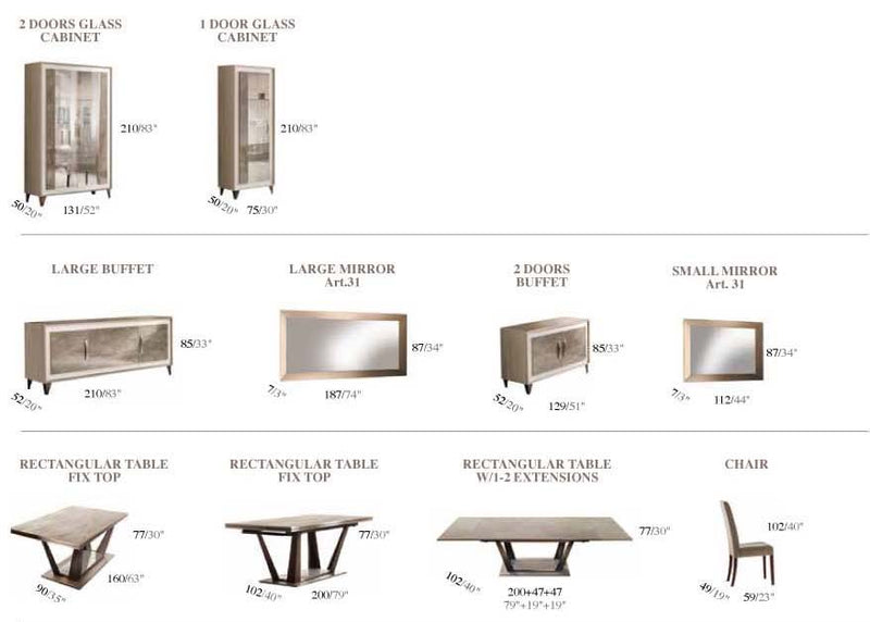 ArredoAmbra - 2 Door Glass Cabinet - Light Brown