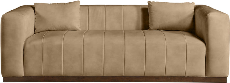 Mallina 90.5" Tan Vegan Leather Upholstered Sofa