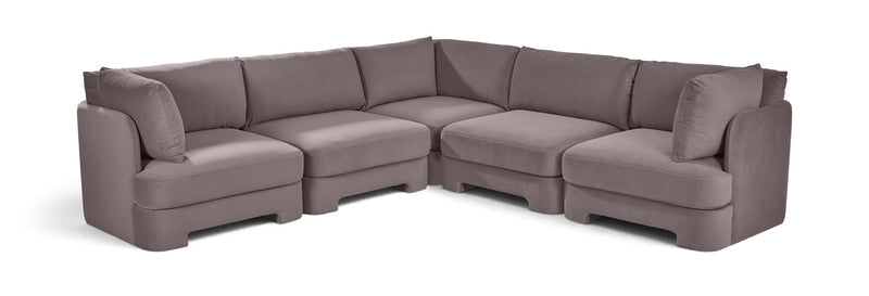 Hammond - Velvet Performance Fabric Upholstered 5 Piece Corner Sectional