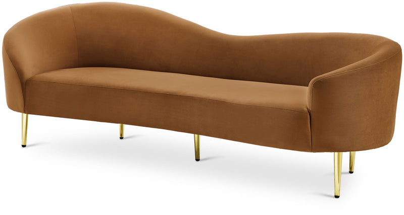 Ritz 85.5" Saddle Velvet Upholstered Sofa