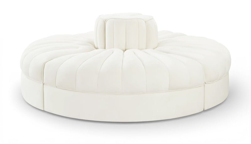Rummi - Round Velvet Performance Fabric Upholstered 4 Piece Modular Sofa