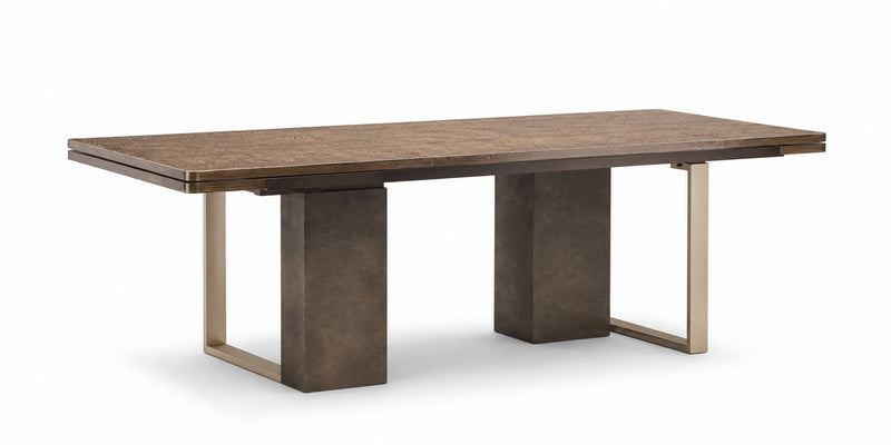 Fiamma - Dining Table With 2X18.5" Extensions - Brown / Gold