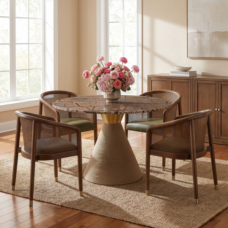 Baleen - Genuine Marble And Jute Dining Table