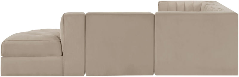 Rummi - Velvet Performance Fabric Upholstered 5 Piece Modular Sectional