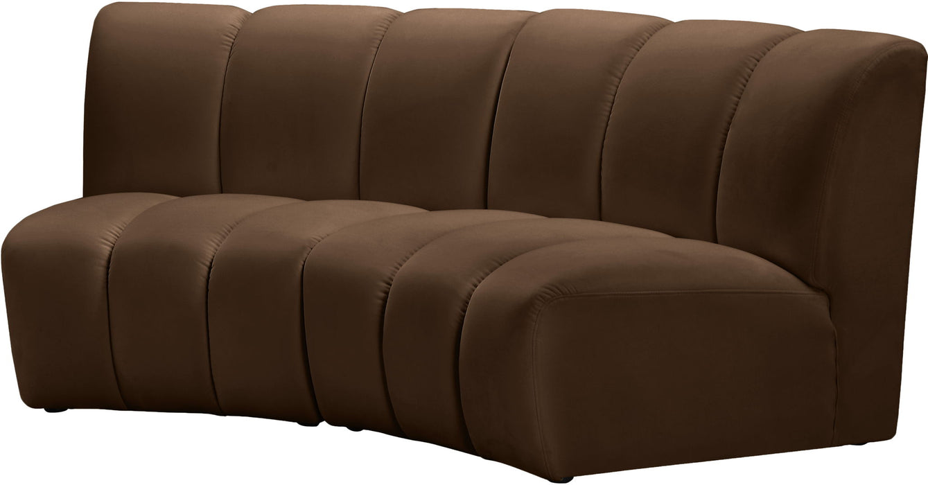 Infinity 83" Brown Velvet Upholstered 2pc. Modular Sectional