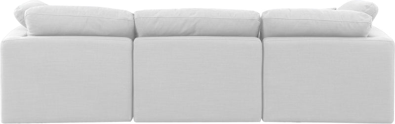 Indulge 105" White Linen Textured Fabric Upholstered 3pc. Modular Sofa