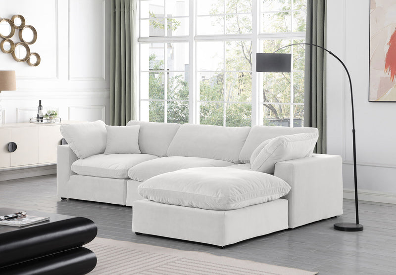Comfy 119" Cream Velvet Upholstered 4pc. Modular Sectional