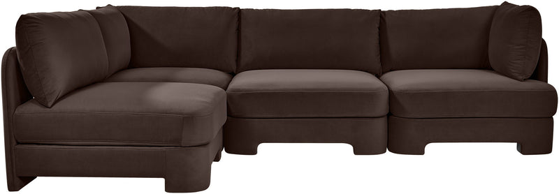 Hammond - Velvet Performance Fabric Upholstered 4 Piece Armless Sectional