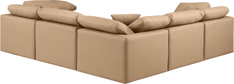 Indulge 105" Tan Vegan Leather Upholstered 5pc. Modular Sectional