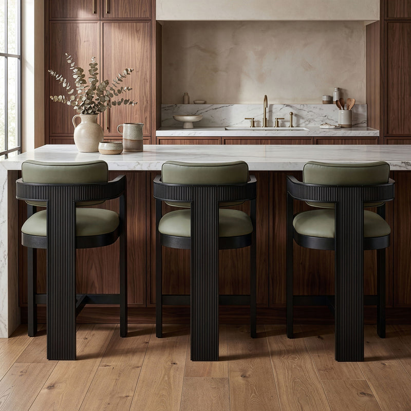 Sacha - Vegan Leather Upholstered Counter Stool With Black Base