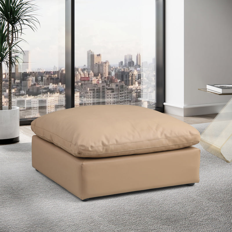 Comfy Tan Vegan Leather Upholstered Modular Ottoman