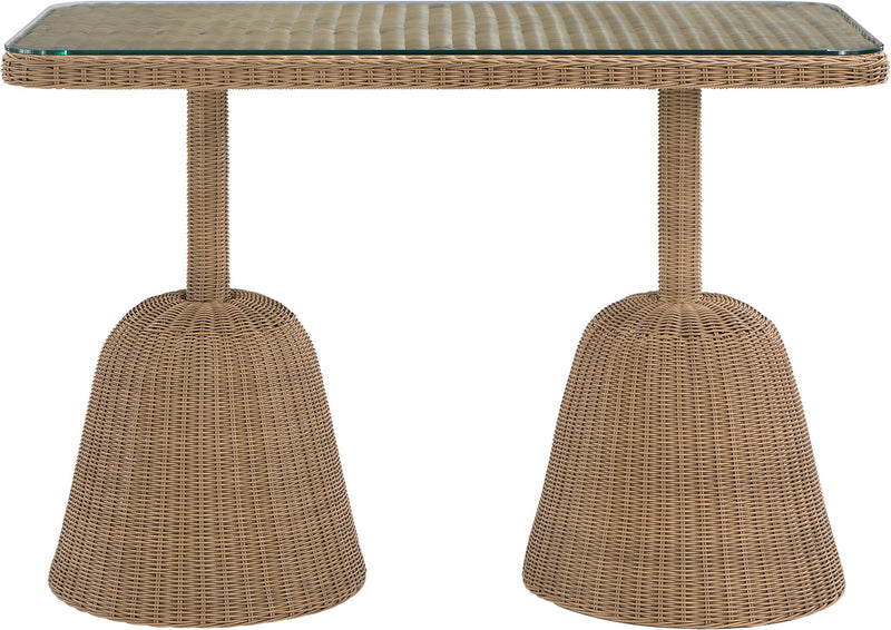 Seacrest - Tempered Glass Top And Wicker Outdoor Patio Bar Height Table