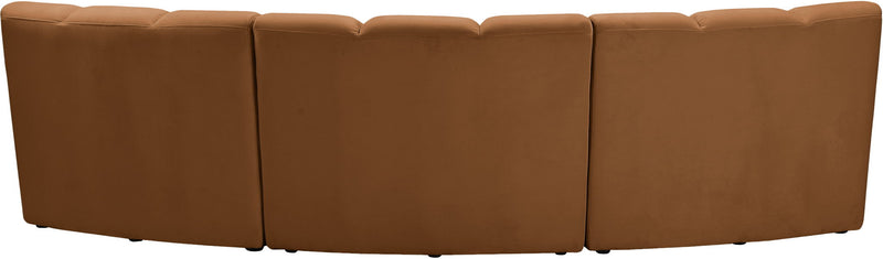 Infinity 119" Saddle Velvet Upholstered 3pc. Modular Sectional