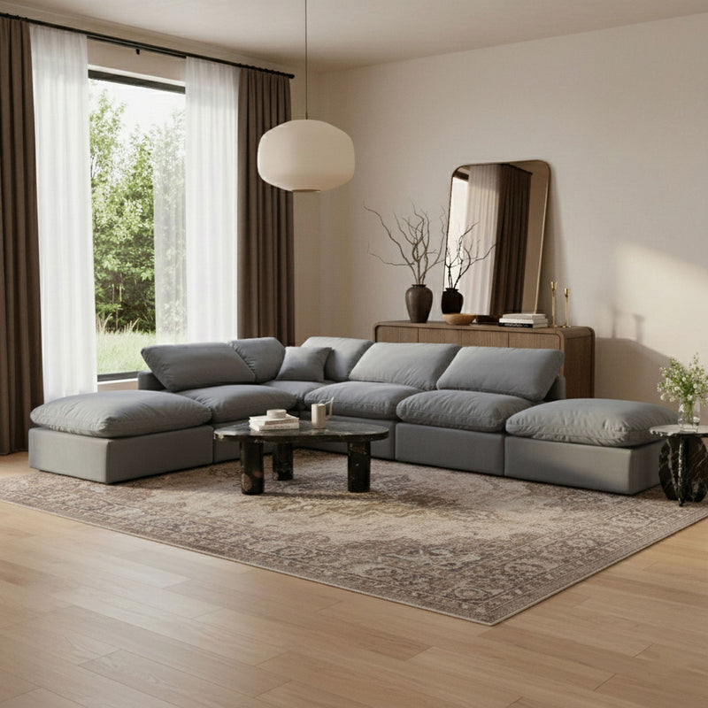 Indulge - Velvet 6 Piece Modular Armless Sectional