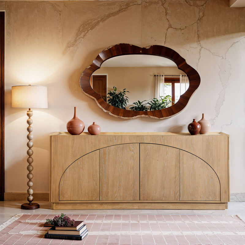 Everson Natural Oak Veneer And Solid Wood Sideboard/Buffet