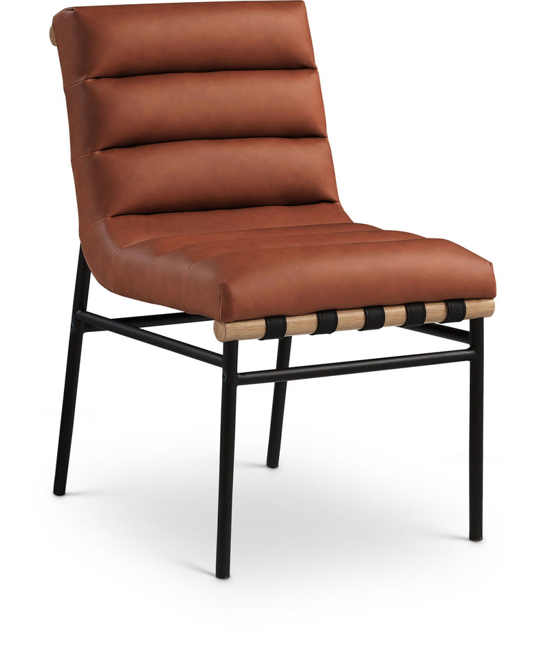 Burke Cognac Vegan Leather Upholstered Dining Chair