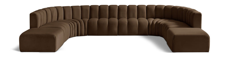 Arc 161" Brown Velvet Upholstered 10pc. Modular Sectional
