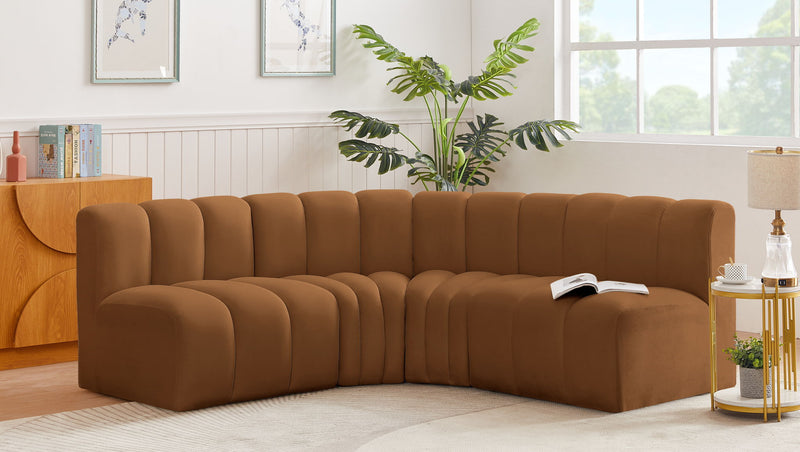 Arc 103" Saddle Velvet Upholstered 4pc. Modular Sectional