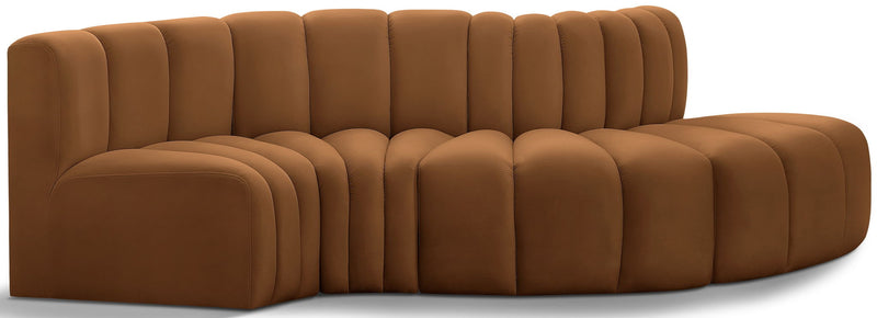 Arc 104" Saddle Velvet Upholstered 4pc. Modular Sectional